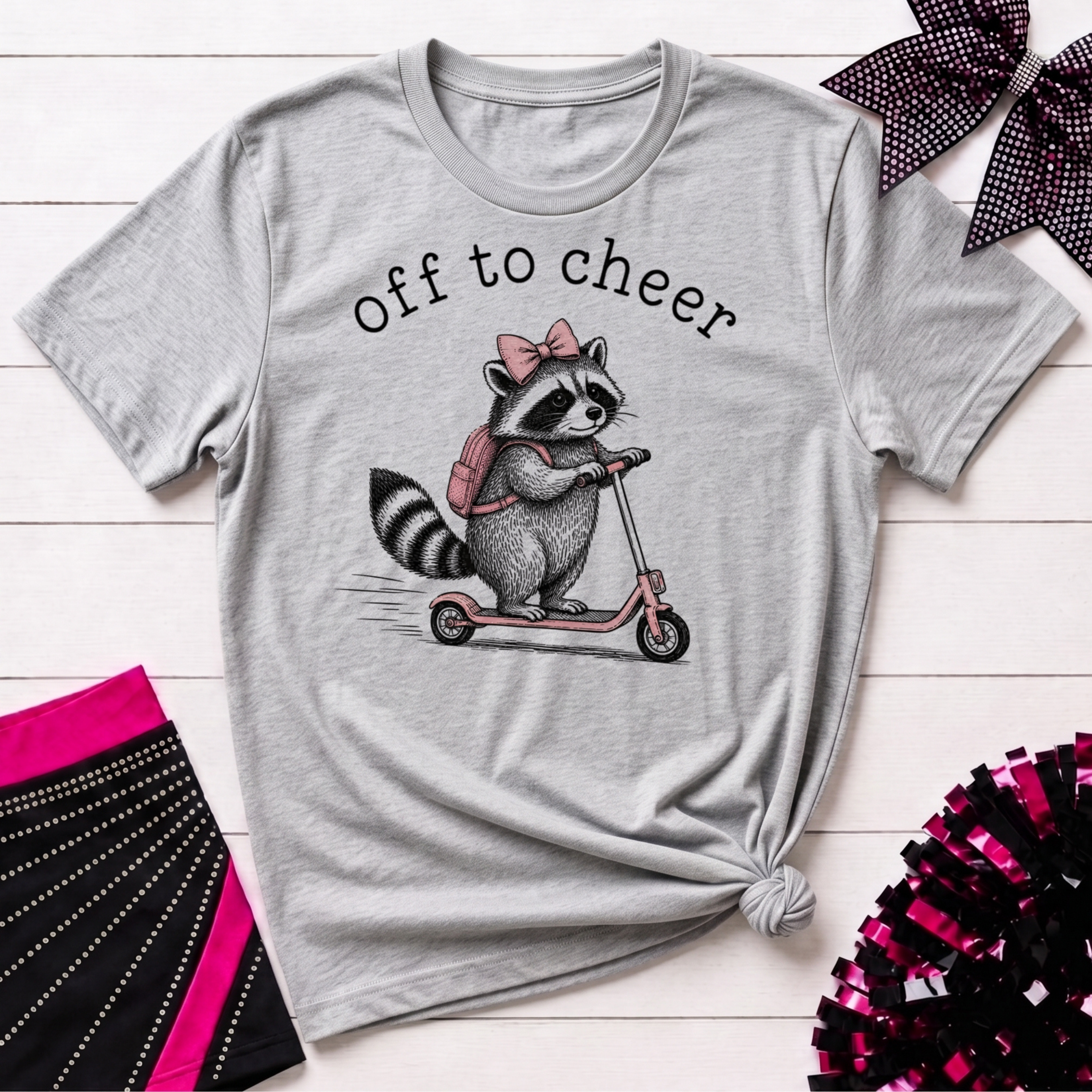 Off to Cheer Raccoon T-Shirt
