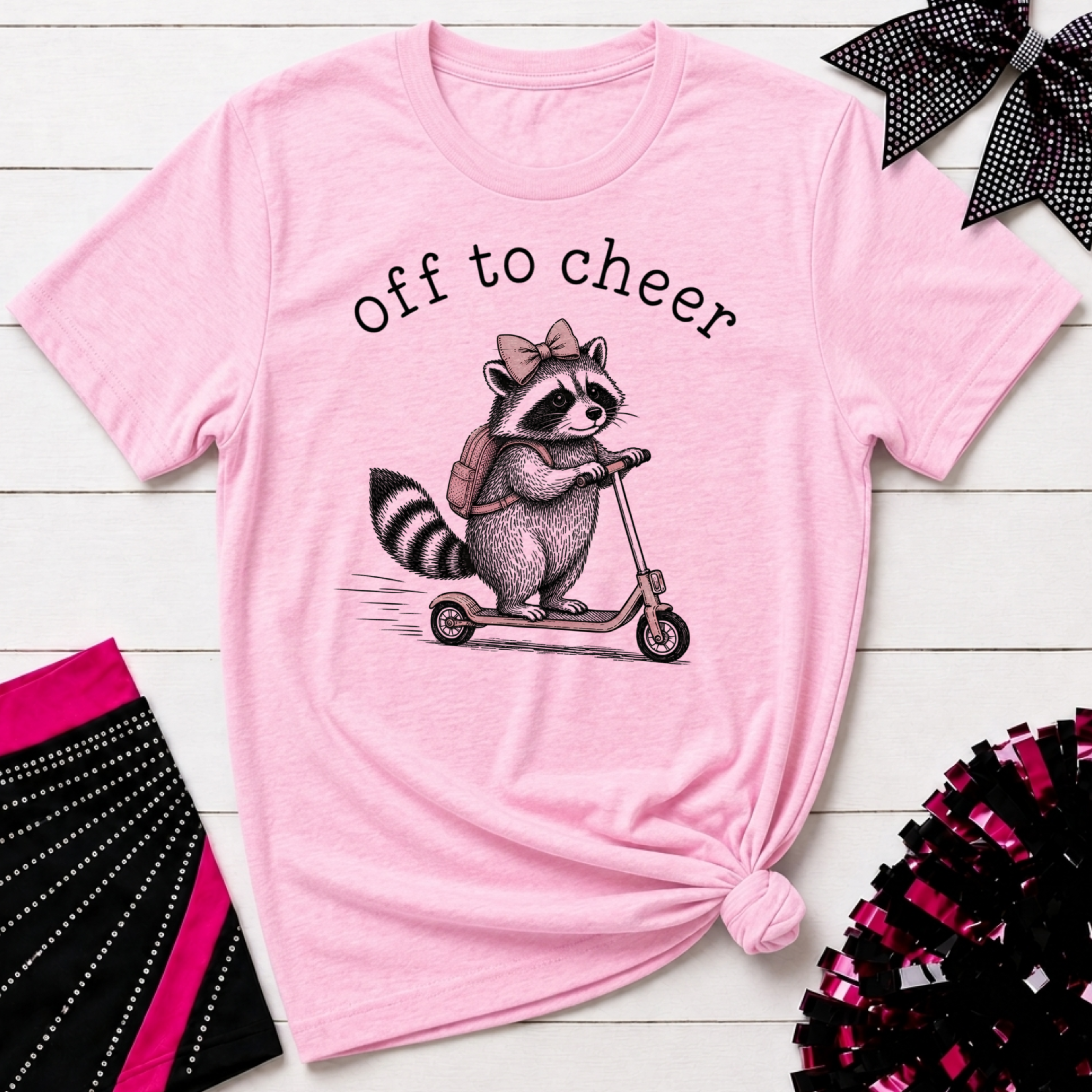 Off to Cheer Raccoon T-Shirt