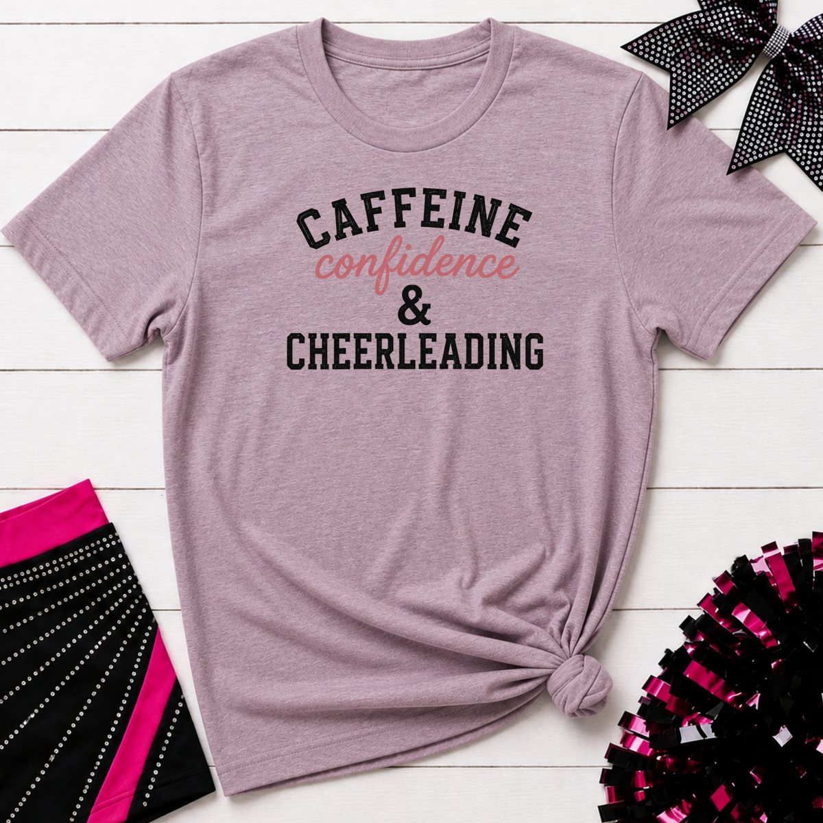 Caffeine Confidence & Cheerleading T-Shirt