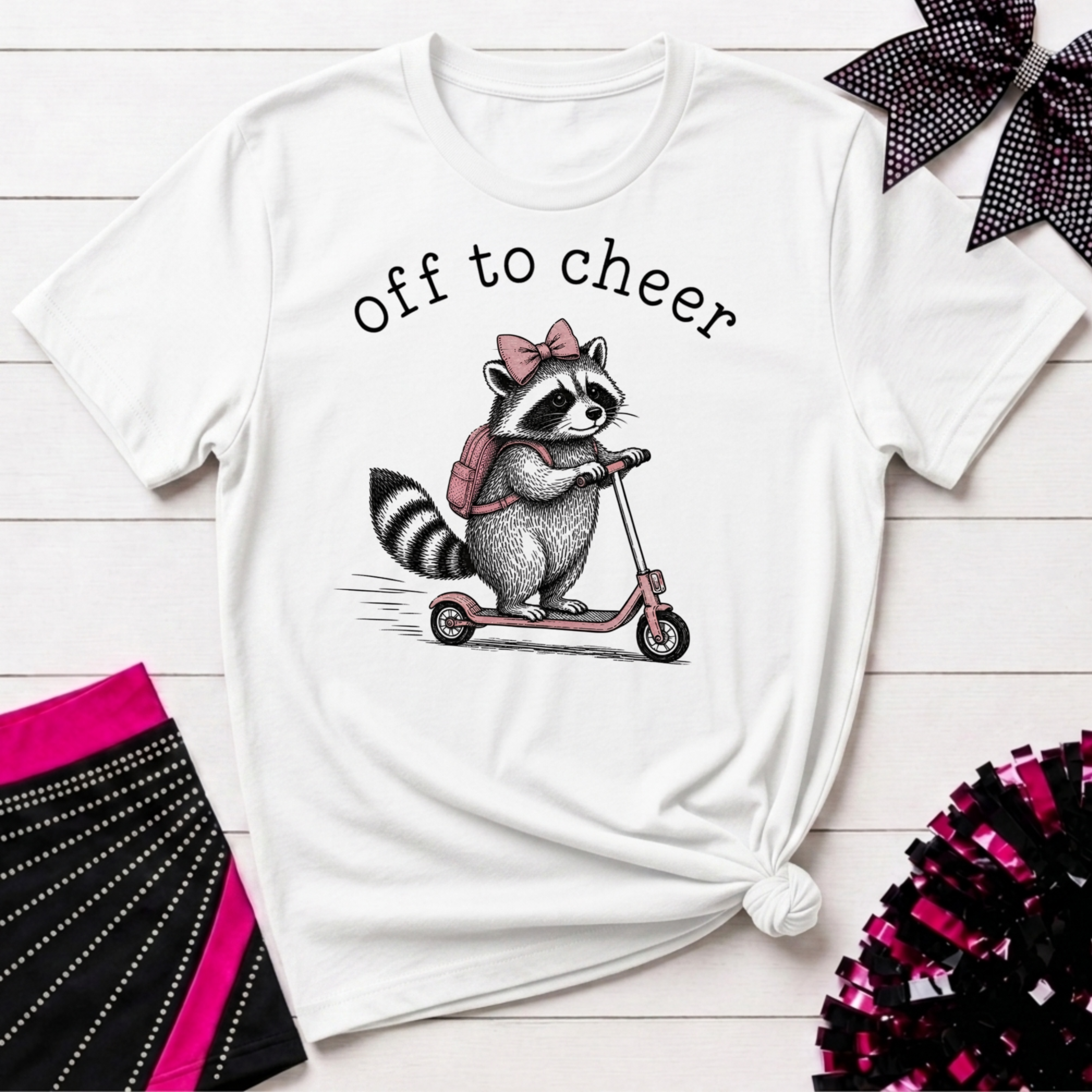 Off to Cheer Raccoon T-Shirt